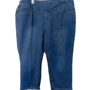 Soft Surroundings Crop Pull On Midnight Metro Crop Denim Pants Jeans Size:PL